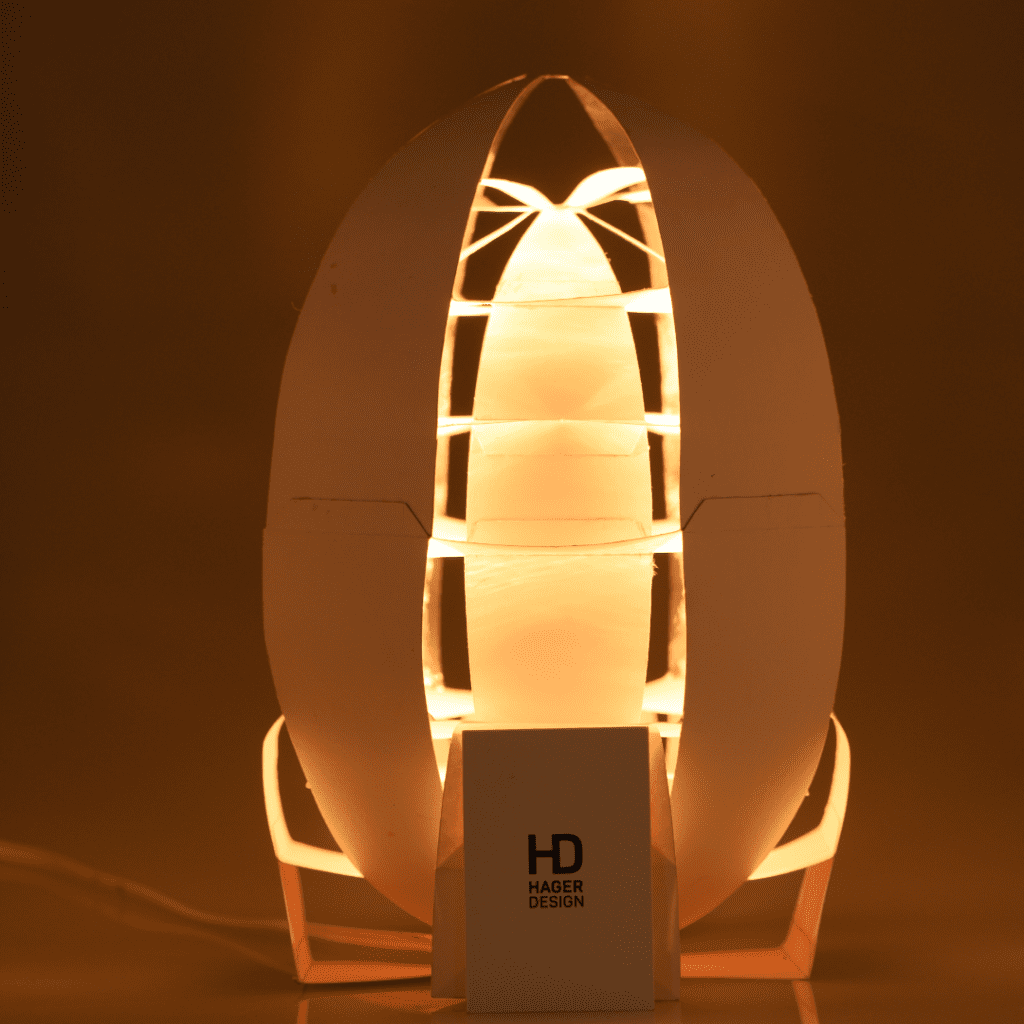 Hager Design – lamp prototype, physical object and light study